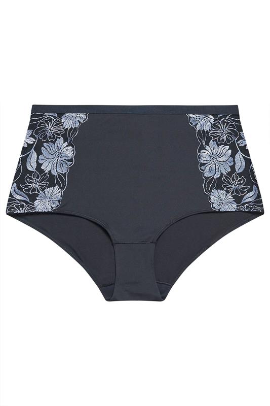 YOURS Curve Navy Blue Floral Embroidered Full Briefs | Yours Clothing 5