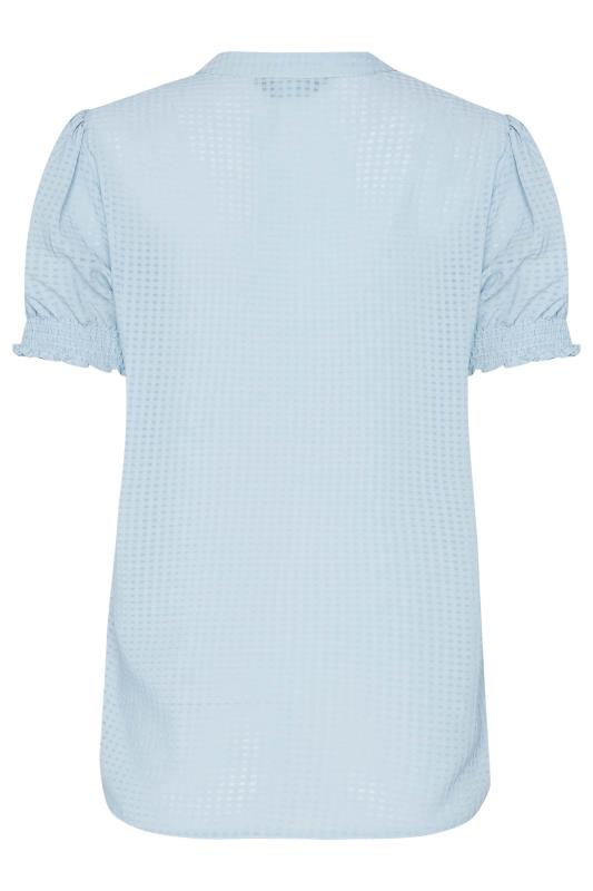 M&Co Blue Gingham Frill Front Blouse | M&Co 7