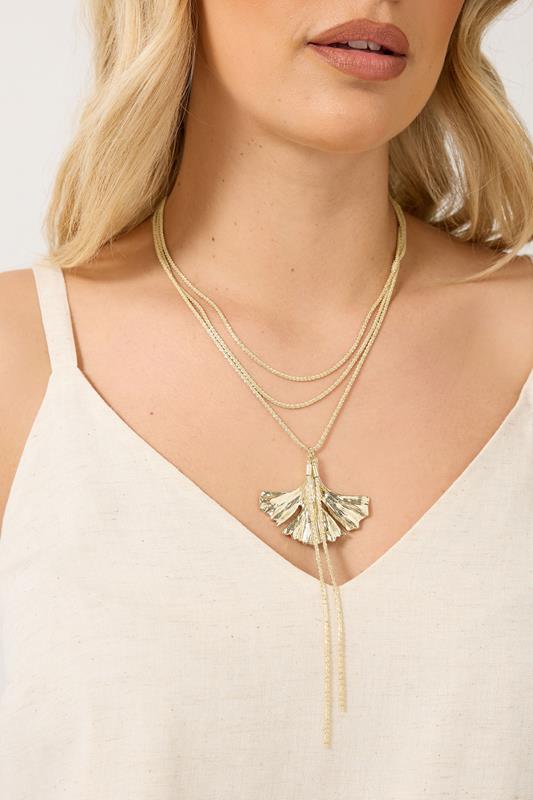 Gold Tone Pendant Layered Chain Necklace | Yours Clothing 1
