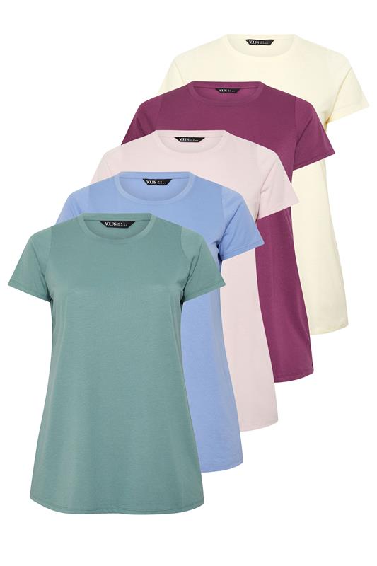 YOURSET 5 PACK Curve Purple & Pink Core T-Shirts