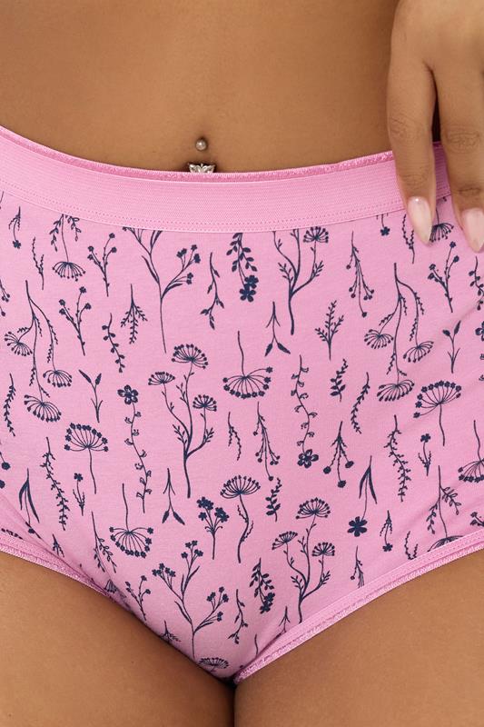 YOURSET 5 PACK Plus Size Pink & Navy Blue Floral Full Briefs | Yours Clothing 6