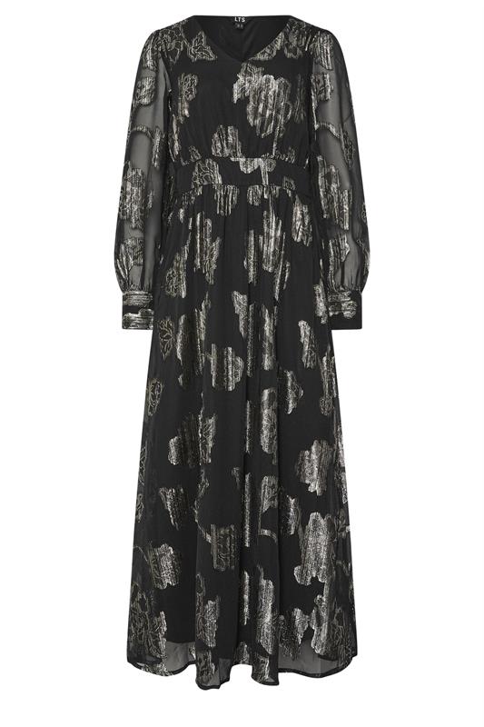 LTS Tall Black & Gold Floral Jacquard Maxi Dress | Long Tall Sally  5