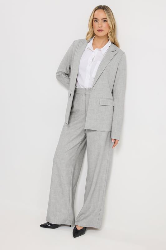 LTS Tall Women's Light Grey Tailored Wide Leg Trousers | Long Tall Sally 1