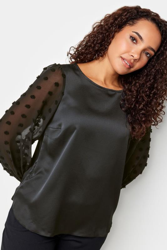 M&Co Black Spot Print Mesh Sleeve Blouse | M&Co