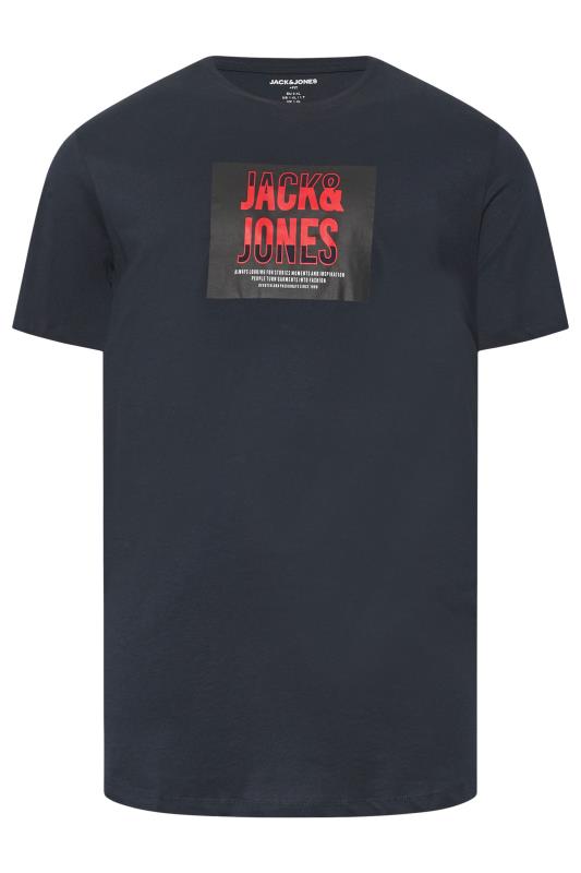 JACK & JONES Big & Tall 3 PACK Blue Branded Logo Print T-Shirts | BadRhino 5