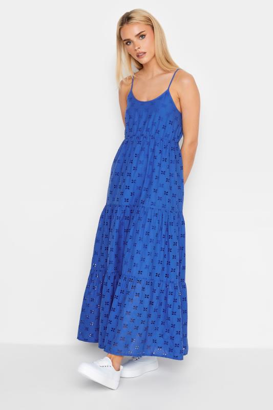 Petite Cobalt Blue Broderie Strap Maxi Dress | PixieGirl 3