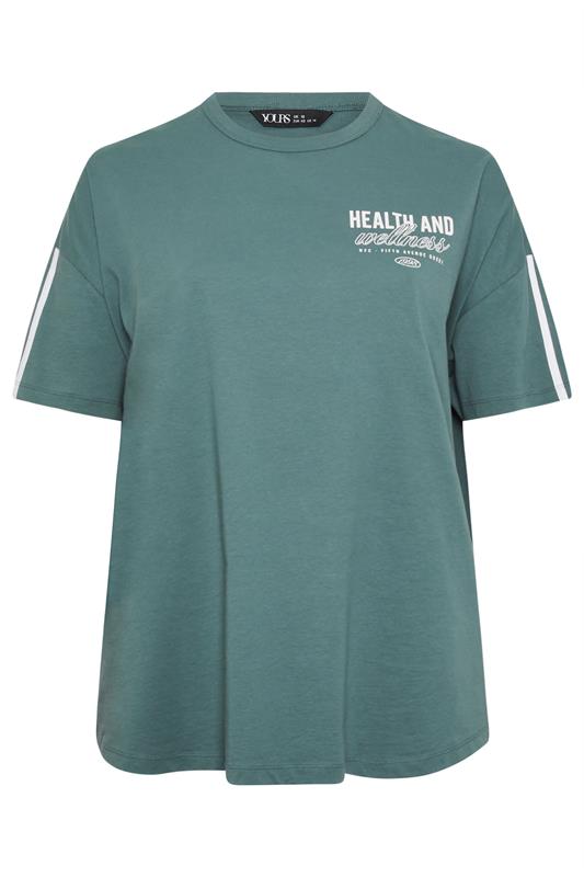 YOURS ACTIVE Plus Size  Blue 'Health & Wellness' T-Shirt | Yours Clothing 8