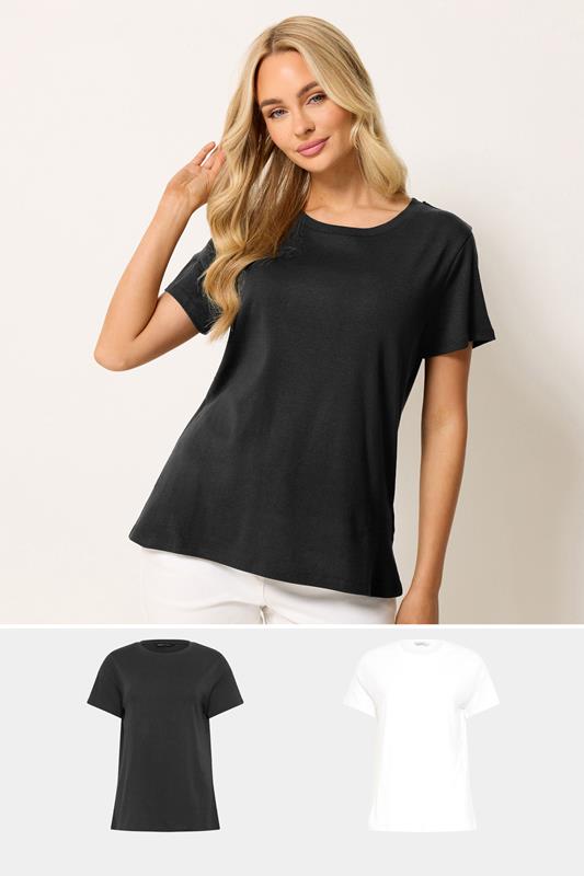  M&Co 2 PACK Black & White Short Sleeve Cotton T-Shirts