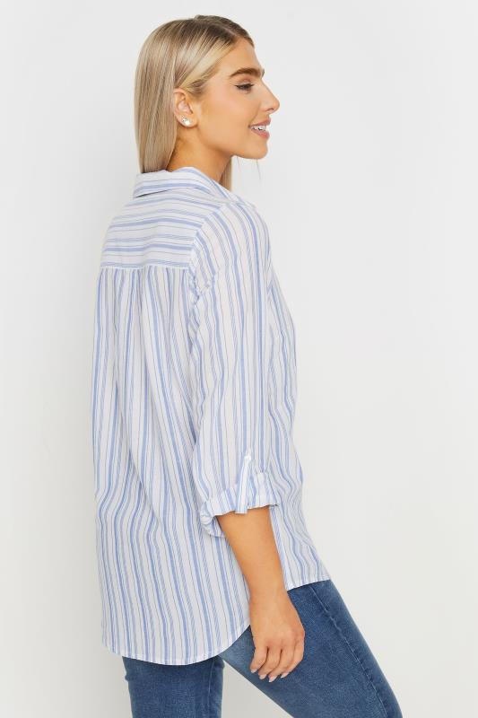 M&Co White & Blue Striped Tab Sleeve Shirt | M&Co 3
