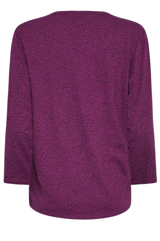M&Co Petite Berry Red Animal Print Cotton Henley Top | M&Co 7