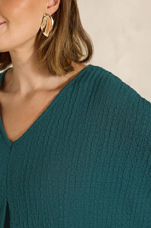 EVANS Plus Size Teal Green Pleat Front Swing Top | Evans 4