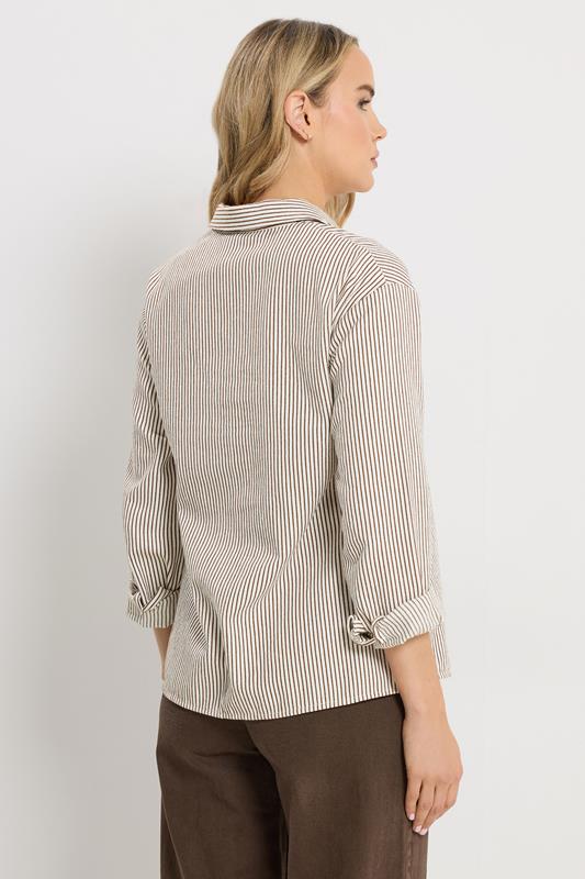 LTS Tall Women's Chocolate Brown & White Stripe Cotton Shirt | Long Tall Sally 4
