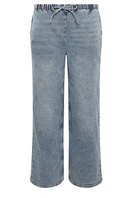 PixieGirl Petite Women's Mid Blue Pull On Wide Leg Jeans | PixieGirl 5