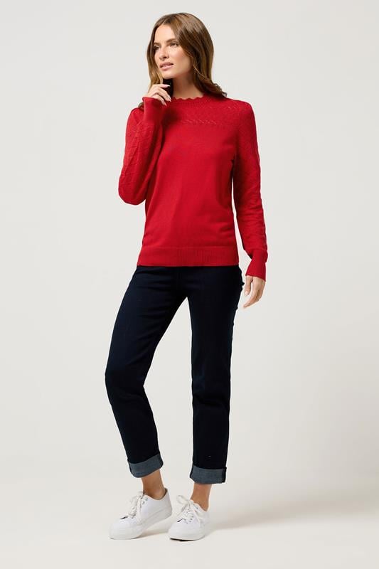 M&Co Red Pointelle Sleeve Jumper | M&Co 4