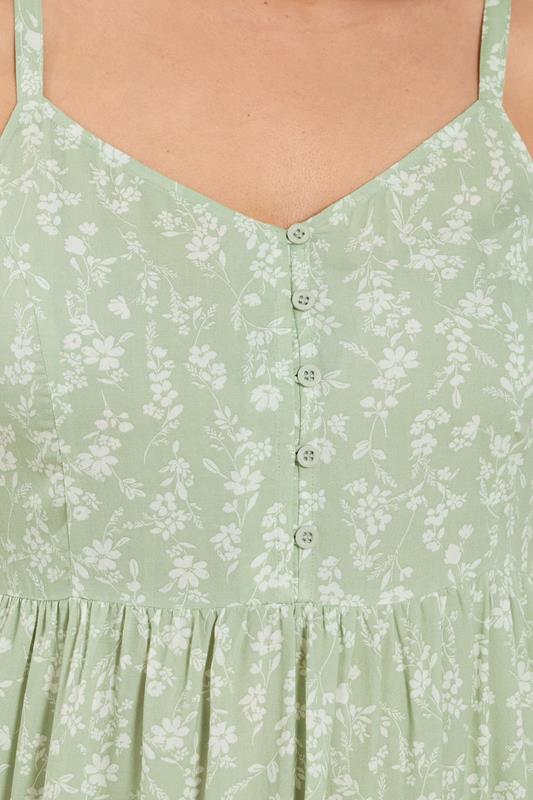 YOURS Plus Size Sage Green Ditsy Floral Strappy Sundress | Yours Clothing 6