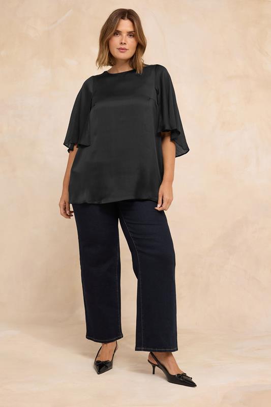 EVANS Plus Size Black Angel Sleeve Blouse | Evans 1