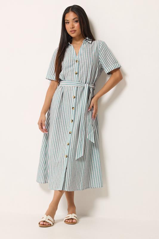 M&Co Petite Blue Stripe Shirt Dress