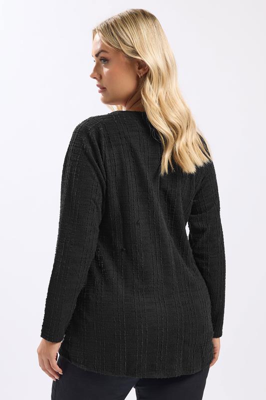 YOURS Plus Size Black Boucle Button Through Top | Yours Clothing 5