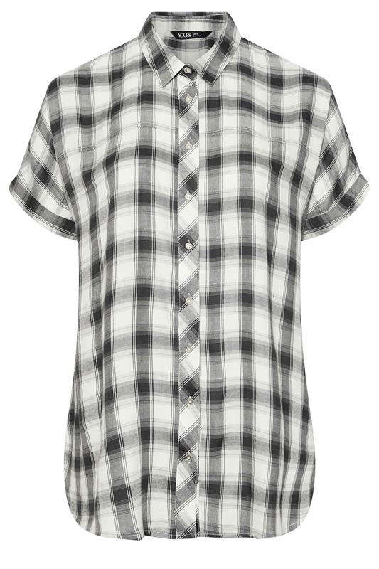 YOURS Plus Size Black Check Short Sleeve Shirt | Yours Clothing 5