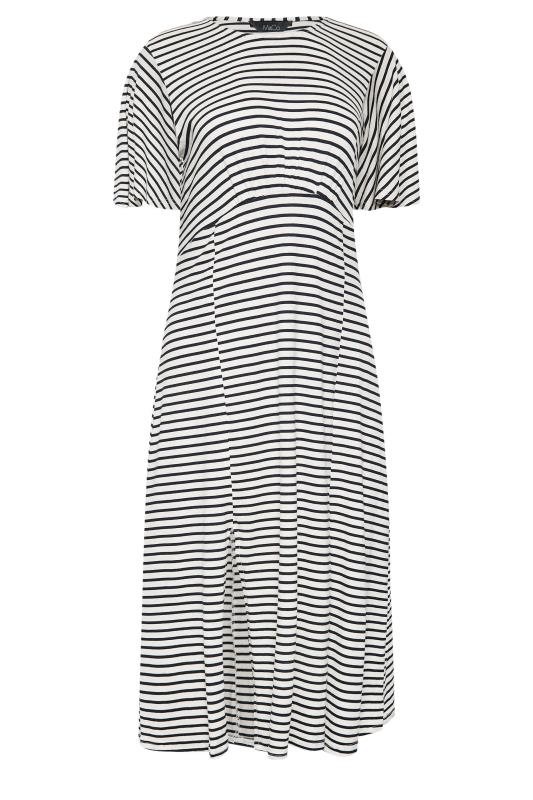 M&Co White Stripe Print Angel Sleeve Split Hem Midi Dress | M&Co 7