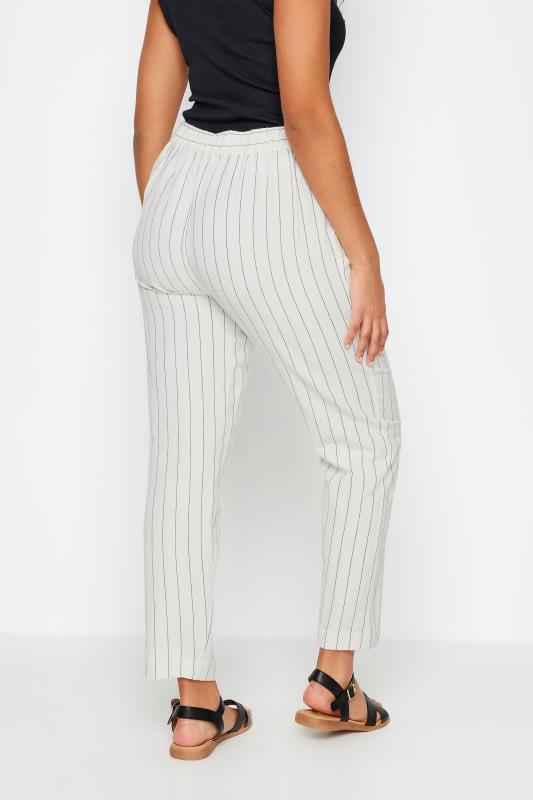 M&Co Ivory White Stripe Print Linen Trousers | M&Co 3