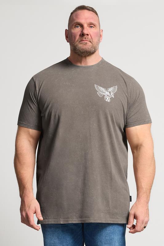  BadRhino Big & Tall Brown Extra Long Acid Wash Falcon Graphic T-Shirt