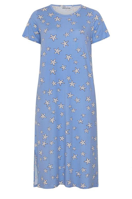 YOURSET Plus Size 2 PACK Blue Star & Shell Print Midaxi Nightdresses | Yours Clothing 9