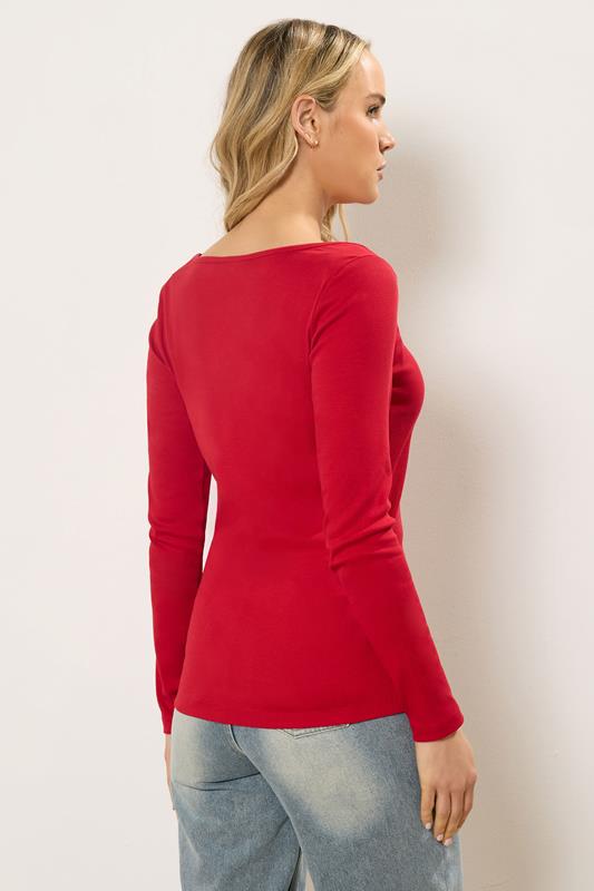 LTS Tall Women's Red Ribbed Boat Neck Top | Long Tall Sally 4
