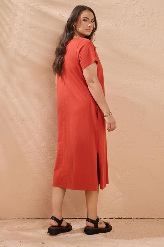 EVANS Plus Size Burnt Orange Premium Cotton Dress | Evans 2