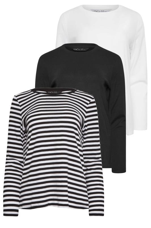 M&Co 3 PACK Black & White Long Sleeve T-Shirts | M&Co 7