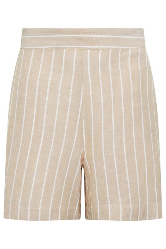M&Co Natural Brown Stripe Print Linen Shorts | M&Co 5