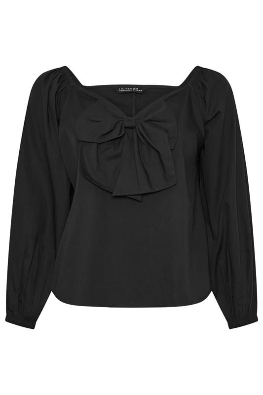 LIMITED COLLECTION Plus Size Black Bow Front Poplin Top | Yours Clothing 6
