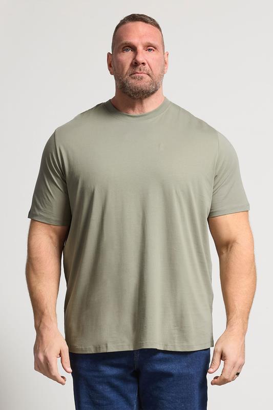 JACK & JONES Big & Tall Vetiver Green Basic T-Shirt | BadRhino 1