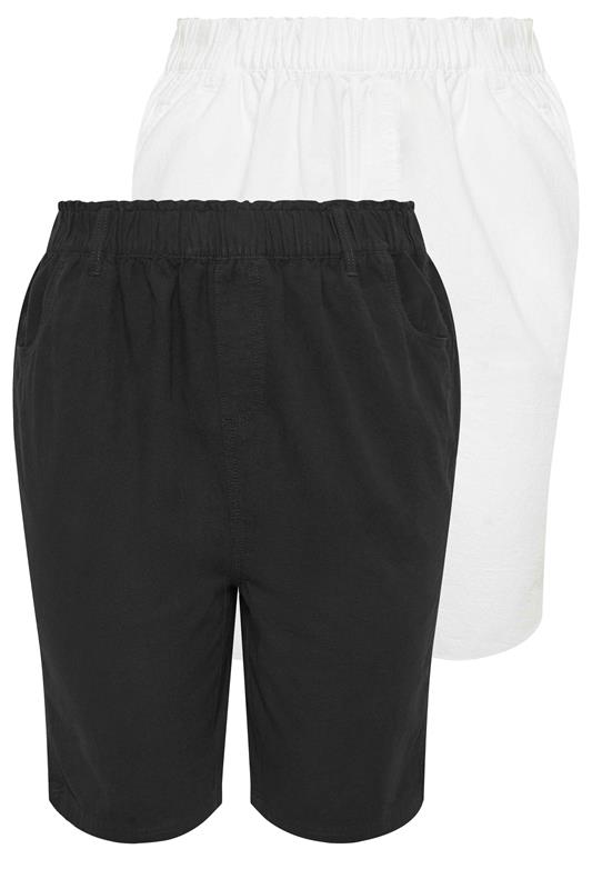 YOURSET 2 PACK Plus Size Black & White Cool Cotton Shorts | Yours Clothing 8