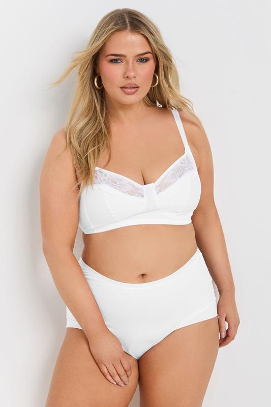 YOURSET 2 PACK Curve Blue & White Cotton Lace Trim Non-Padded Non-Wired Bralettes | Yours Clothing 5