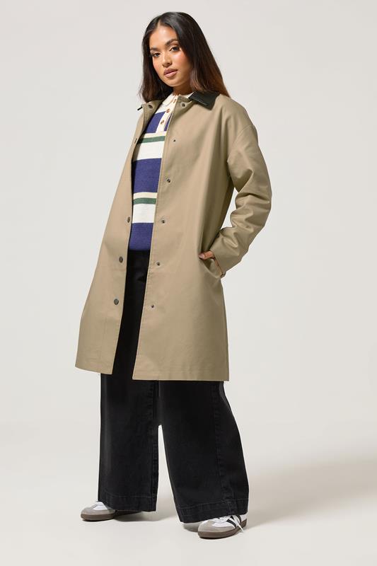 PixieGirl Petite Stone Brown Contrast Collar Car Coat