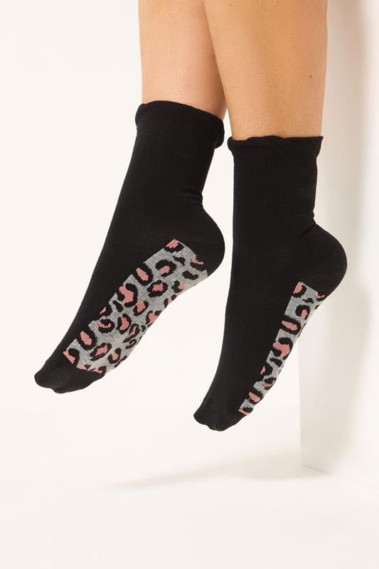 YOURS 4 PACK Plus Size Black Animal Print Ankle Socks | Yours Clothing 2