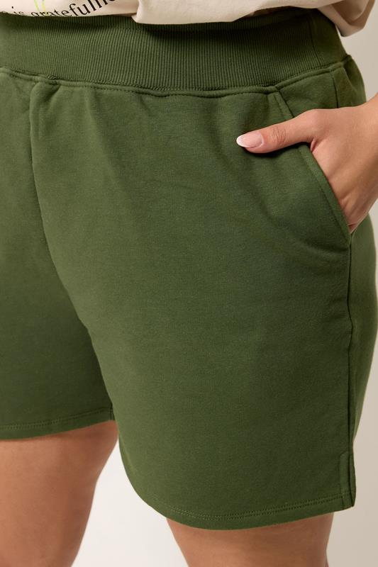 YOURS Plus Size Khaki Green Jogger Shorts | Yours Clothing 4