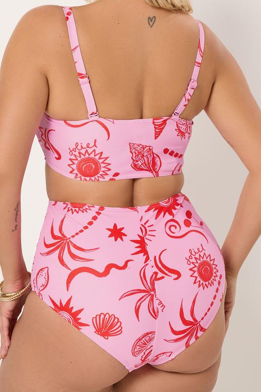 YOURS Plus Size Pink Shell Print Super High Waist Bikini Brief | Yours Clothing 4