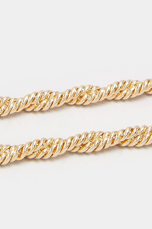 Gold Tone Twisted Rope Chain Necklace | Yours Clothing 2