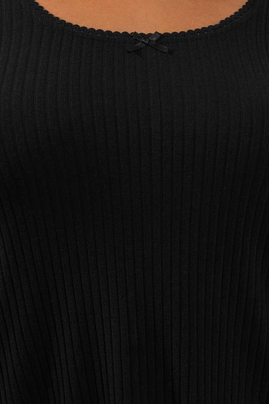 YOURS Plus Size Black Ribbed Tunic Mini Dress | Yours Clothing 5