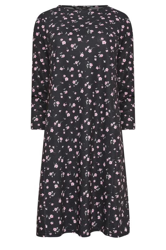 M&Co Petite Black Floral Print Ponte Swing Dress | M&Co 5