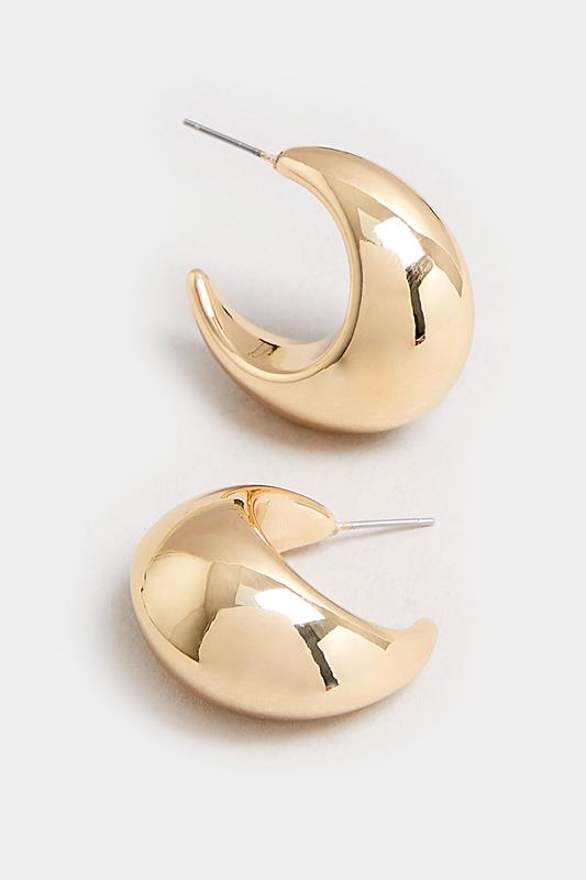 Gold Tone Teardrop Chunky Hoop Earrings | Yours Clothing 2