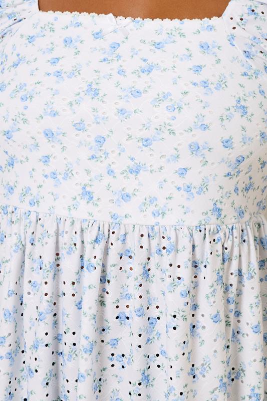 YOURS Plus Size White Floral Broderie Anglaise Peplum Top | Yours Clothing 5
