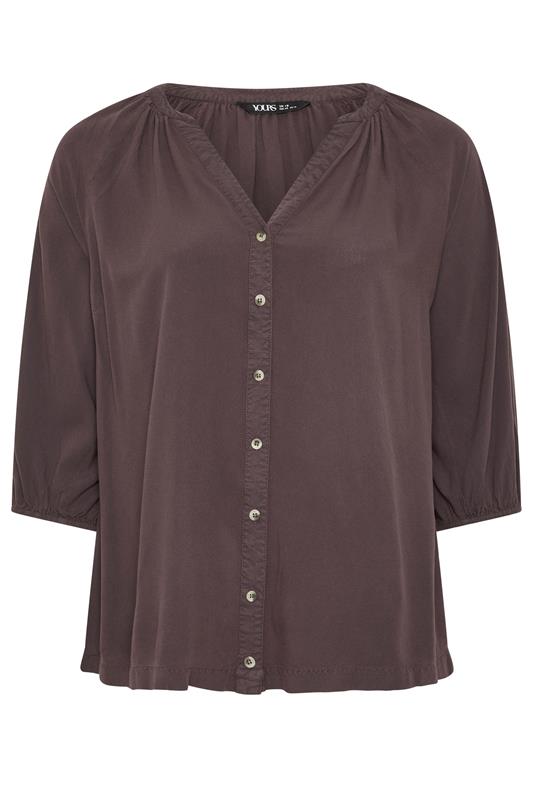 YOURS Plus Size Brown Chambray Blouse | Yours Clothing 5
