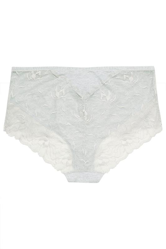 YOURS Curve Grey Marl Lace Back Full Briefs | Yours Clothing 7