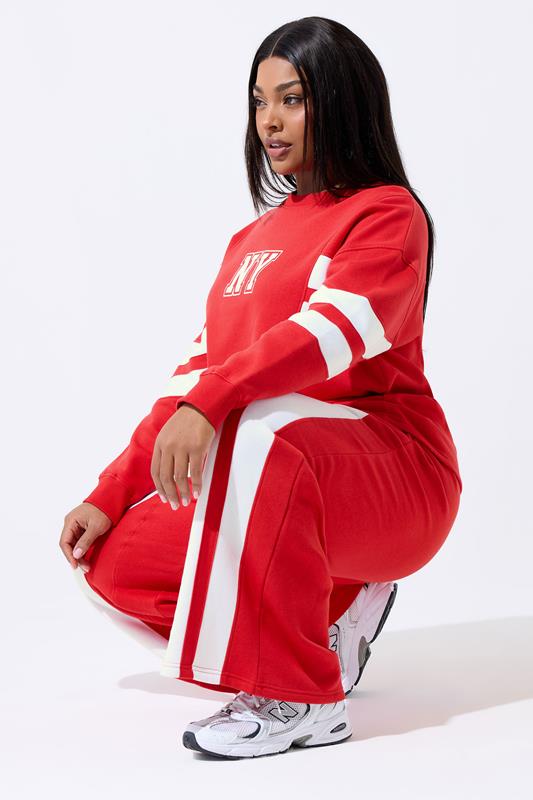LIMITED COLLECTION Plus Size Red 'NY' Stripe Sweatshirt | Yours Clothing 2