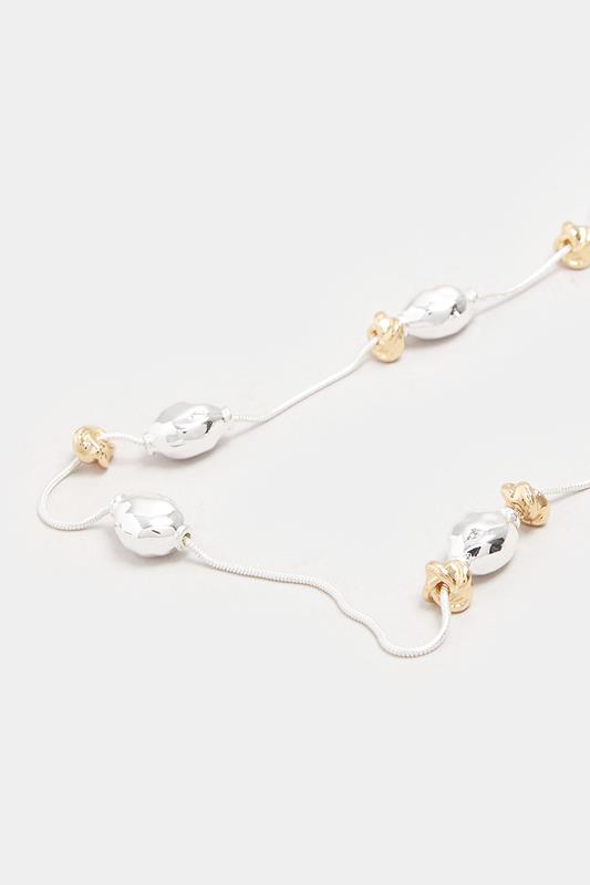 Silver Tone Multi Metals Beaded Necklace | Yours Clothing 2