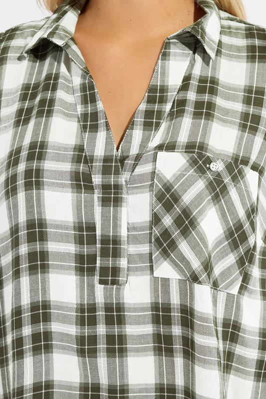 YOURS Plus Size Green Check Overhead Shirt | Yours Clothing 4