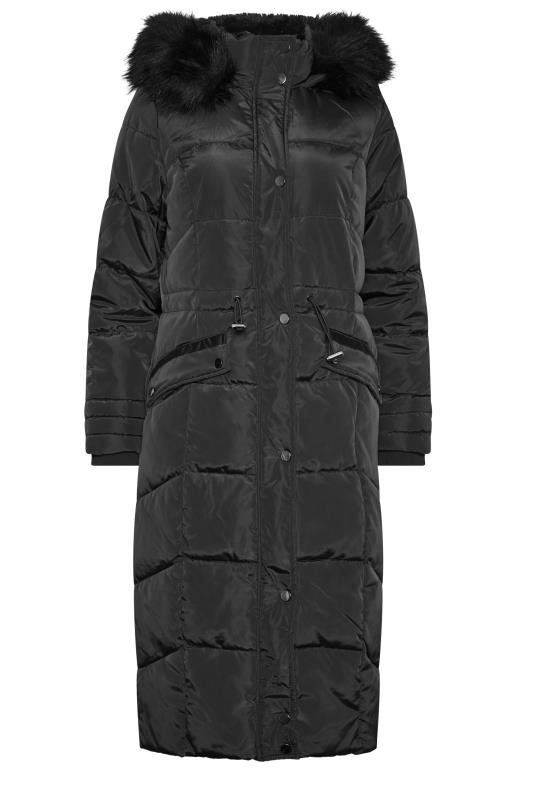 M&Co Black Faux Fur Trim Padded Coat | M&Co